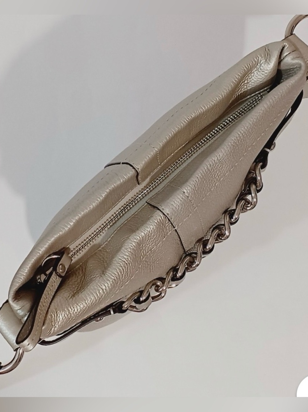 Coach Metallic Leather Shoulder Bag with Chain Detail - Picture 8 of 14